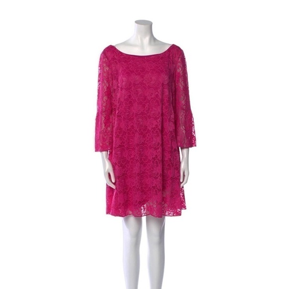 Badgley Mischka Lace Pattern Mini Dress Pink Size Large - Picture 13 of 13